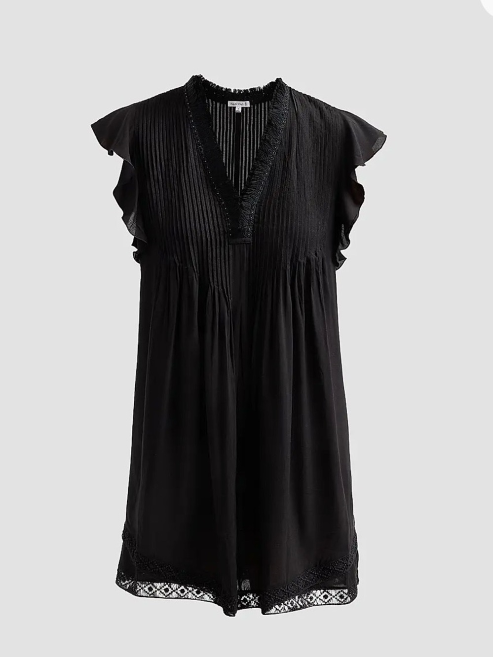 Poupette St. Barth Black Ruffled Mini Dress
